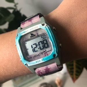 Purple and turquoise tie-dye shark watch